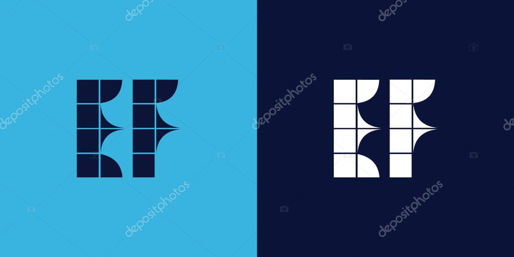 EF logo design with tile shape. Minimalist and modern vector illustration design suitable for business or brand