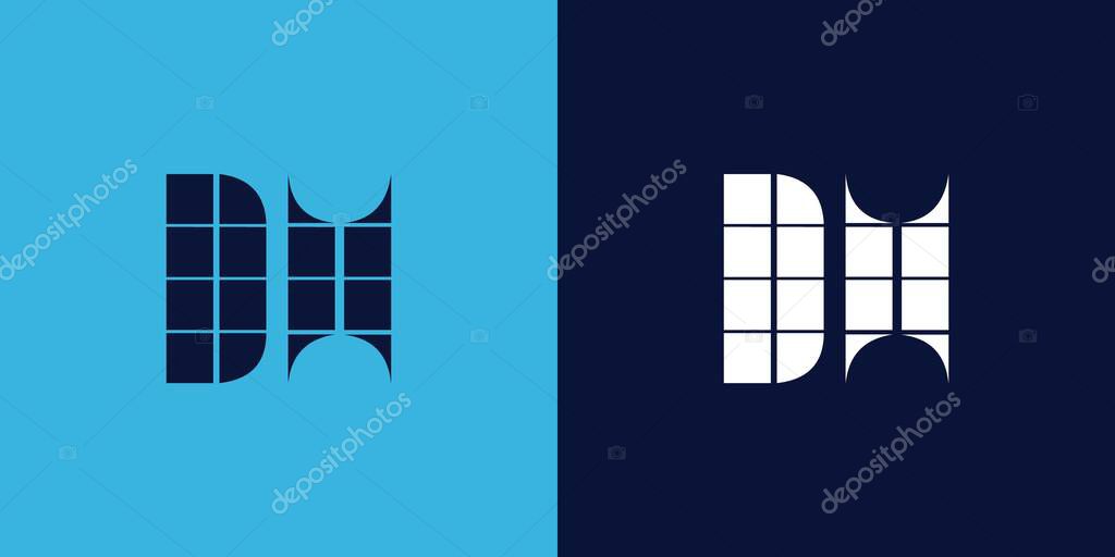 DH logo design with tile shape. Minimalist and modern vector illustration design suitable for business or brand