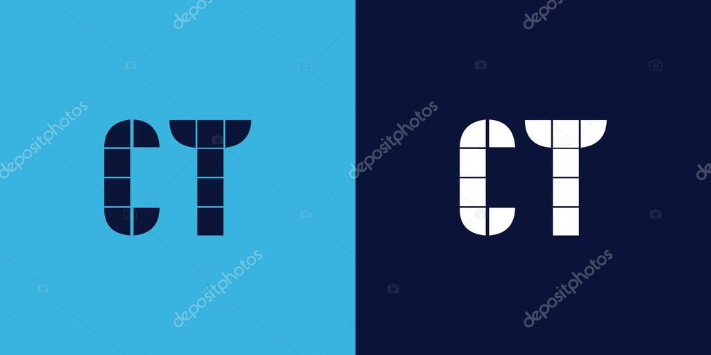 CT logo design with tile shape. Minimalist and modern vector illustration design suitable for business or brand