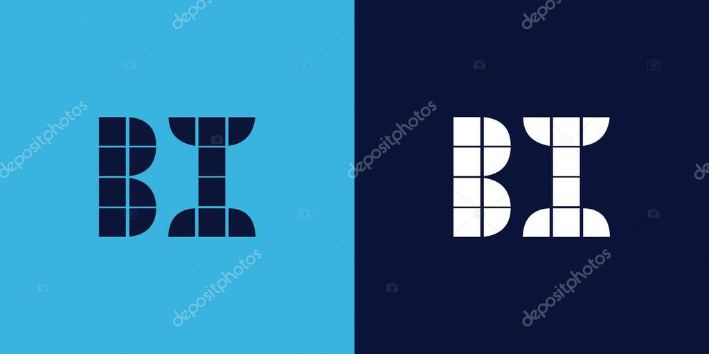 BI logo design with tile shape. Minimalist and modern vector illustration design suitable for business or brand