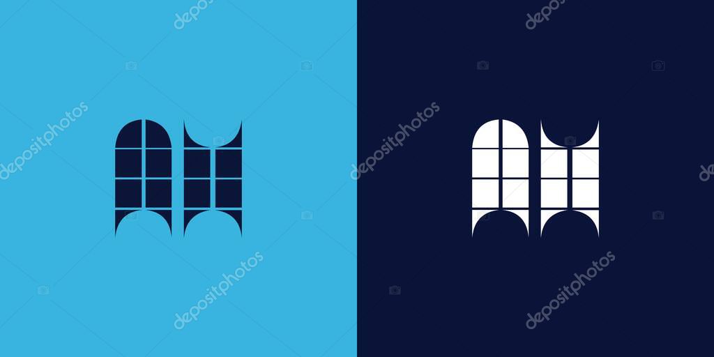 AH logo design with tile shape. Minimalist and modern vector illustration design suitable for business or brand