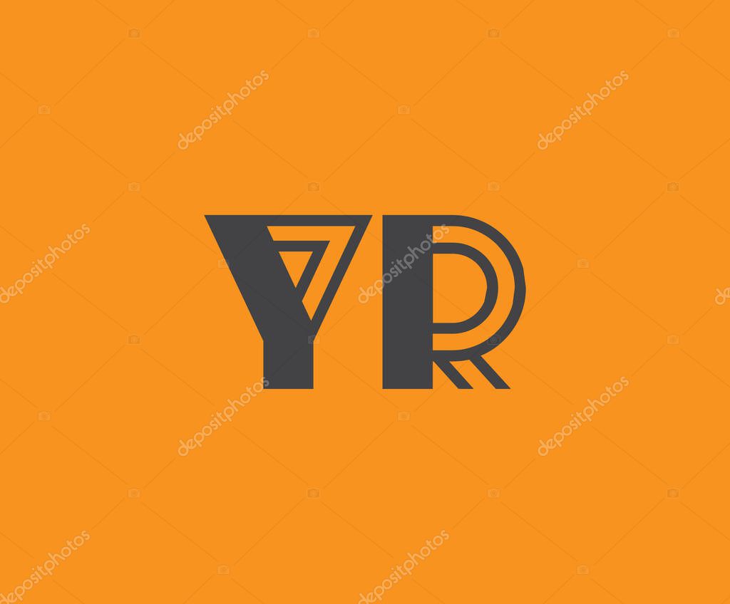 Bold black lettering 'YR' with geometric elements on a vivid orange background, ideal for branding, design, or modern creative projects.