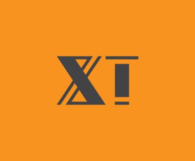 Canlı turuncu arkaplan üzerinde geometrik elementlere sahip kalın siyah harf XT, markalaşma, tasarım veya modern yaratıcı projeler için ideal.