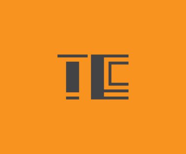 Canlı turuncu arkaplan üzerinde geometrik elementlere sahip kalın siyah harf 'TE' markalaşma, tasarım veya modern yaratıcı projeler için ideal.