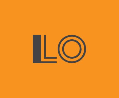 Bold black lettering 'LO' with geometric elements on a vivid orange background, ideal for branding, design, or modern creative projects.