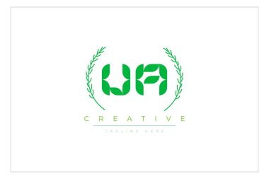 Doğal Yapraklar ve Metin Elementleri içeren Yeşil Minimalist Logo Tasarımı. Taze doğa ve sağlıklı yaprak logosu tasarımı.