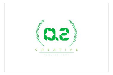 QZ Yeşil Minimalist Logo Tasarımı Doğal Yapraklar ve Metin Elementleri. Taze doğa ve sağlıklı yaprak logosu tasarımı.