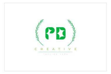 PD Green Minimalist Logo Tasarımı: Yeşil Minimalist Logo Tasarımı Doğal Yapraklar ve Metin Elementleri içeren. Taze doğa ve sağlıklı yaprak logosu tasarımı. Doğal Yapraklar ve Metin Elementleri. Taze doğa ve sağlıklı yaprak logosu tasarımı.