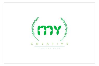 Doğal Yapraklar ve Metin Elementleri içeren Yeşil Minimalist Logo Tasarımım. Taze doğa ve sağlıklı yaprak logosu tasarımı.