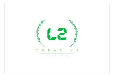 LZ Yeşil Minimalist Logo Tasarımı Doğal Yapraklar ve Metin Elementleri. Taze doğa ve sağlıklı yaprak logosu tasarımı.