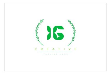 IG Yeşil Minimalist Logo Tasarımı Doğal Yapraklar ve Metin Elementleri. Taze doğa ve sağlıklı yaprak logosu tasarımı.