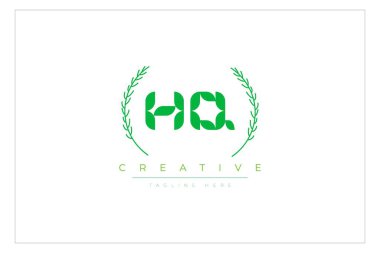 Merkez Yeşil Minimalist Logo Tasarımı Doğal Yapraklar ve Metin Elementleri. Taze doğa ve sağlıklı yaprak logosu tasarımı.