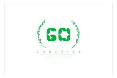Go Green Minimalist Logo Tasarımı Doğal Yapraklar ve Metin Elementleri. Taze doğa ve sağlıklı yaprak logosu tasarımı.