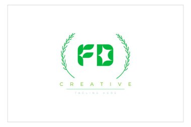 FD Green Minimalist Logo Tasarımı: Doğal Yapraklar ve Metin Elementleri içeren Yeşil Minimalist Logo Tasarımı. Taze doğa ve sağlıklı yaprak logosu tasarımı. Doğal Yapraklar ve Metin Elementleri. Taze doğa ve sağlıklı yaprak logosu tasarımı.