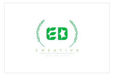 ED Minimalist Logo Tasarımı: Doğal Yapraklar ve Metin Elementleri içeren Yeşil Minimalist Logo Tasarımı. Taze doğa ve sağlıklı yaprak logosu tasarımı. Doğal Yapraklar ve Metin Elementleri. Taze doğa ve sağlıklı yaprak logosu tasarımı.