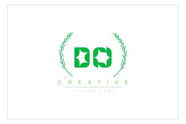 Do Green Minimalist Logo Tasarımı Doğal Yapraklar ve Metin Elementleri. Taze doğa ve sağlıklı yaprak logosu tasarımı.