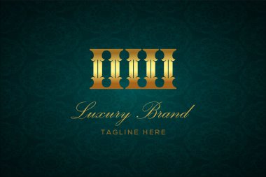 Luxury Mektubu 'na borçluyum. Koyu yeşil desenli arka planda altın yazı ve dekorasyonlu lüks marka logosu, sofistike ve ayrıcalığı simgeliyor, premium ürünleri, markaları ve üst düzey işletmeleri temsil etmek için mükemmel..