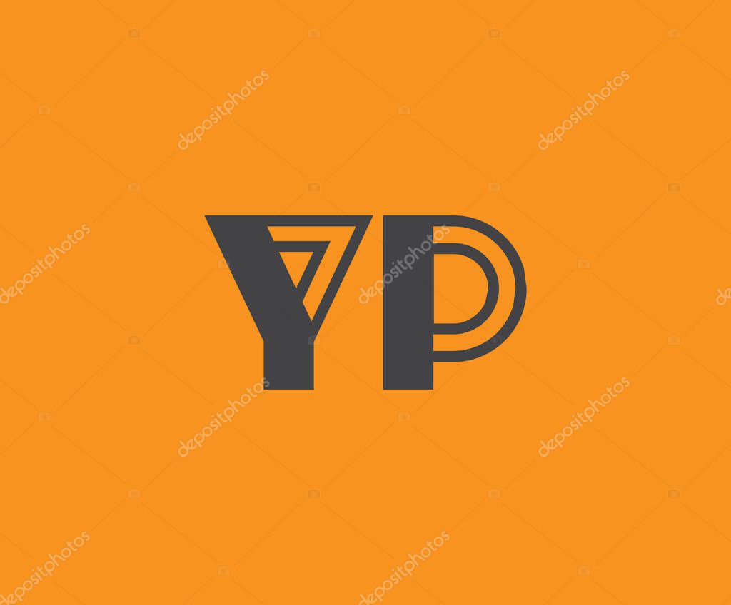 Bold black lettering 'YP' with geometric elements on a vivid orange background, ideal for branding, design, or modern creative projects.