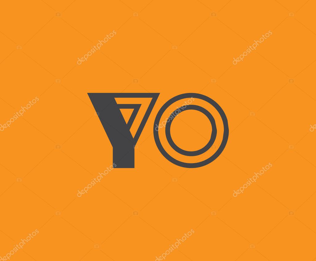 Bold black lettering 'YO' with geometric elements on a vivid orange background, ideal for branding, design, or modern creative projects.