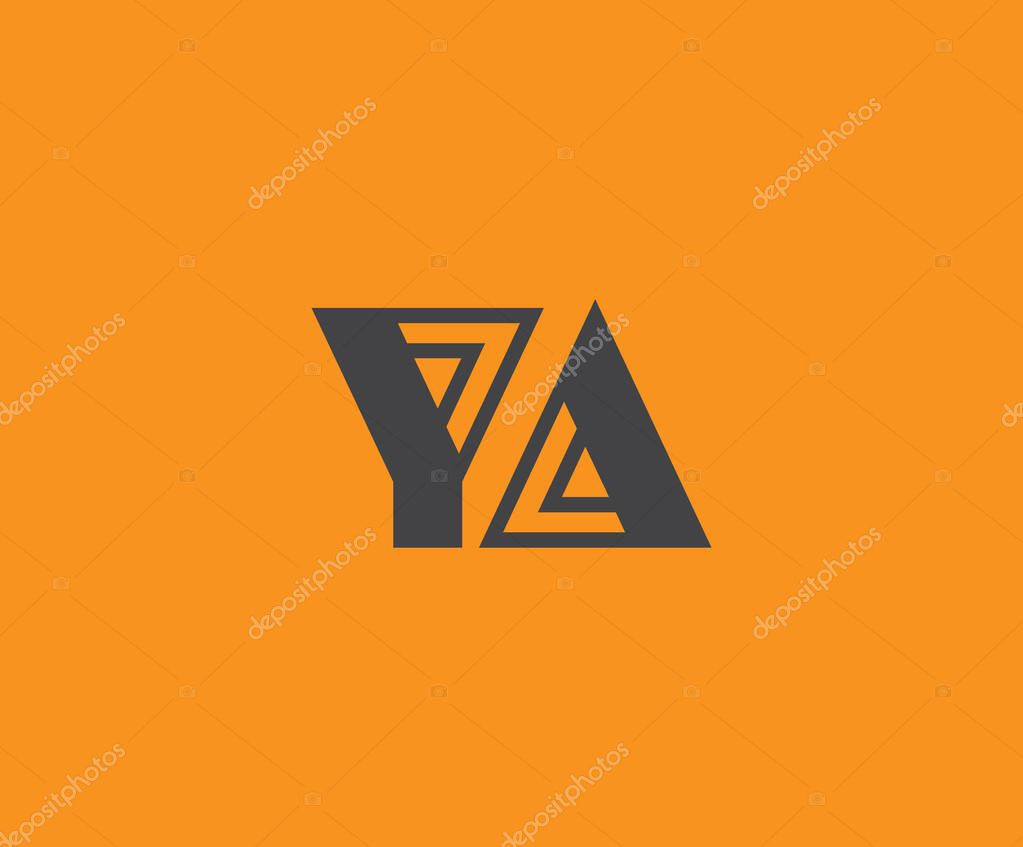 Bold black lettering 'YA' with geometric elements on a vivid orange background, ideal for branding, design, or modern creative projects.
