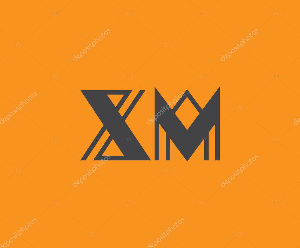 Bold black lettering 'XM' with geometric elements on a vivid orange background, ideal for branding, design, or modern creative projects.
