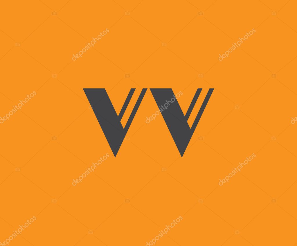 Bold black lettering 'VV' with geometric elements on a vivid orange background, ideal for branding, design, or modern creative projects.