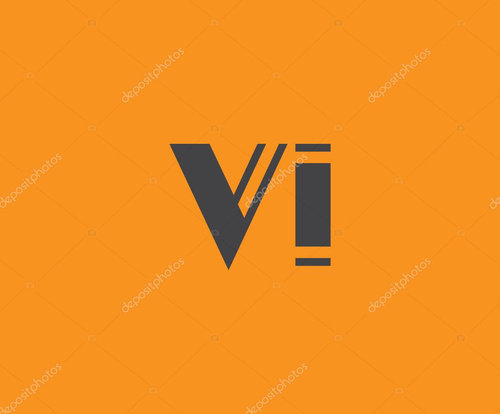 Bold black lettering 'VI' with geometric elements on a vivid orange background, ideal for branding, design, or modern creative projects.