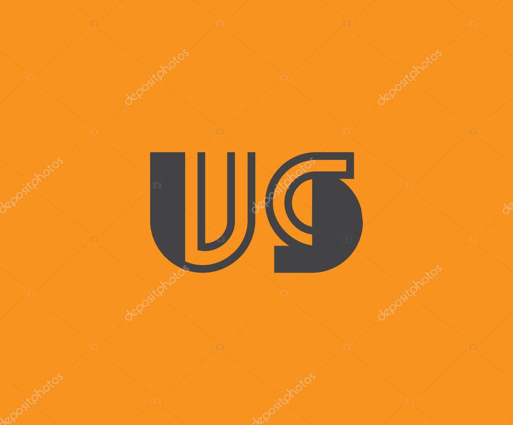 Bold black lettering 'US' with geometric elements on a vivid orange background, ideal for branding, design, or modern creative projects.