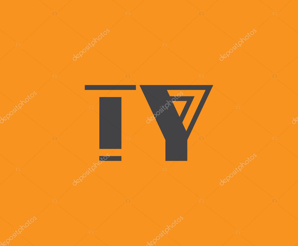 Bold black lettering 'TY' with geometric elements on a vivid orange background, ideal for branding, design, or modern creative projects.