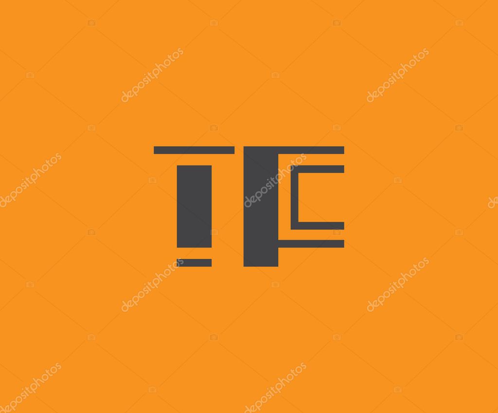 Bold black lettering 'TF' with geometric elements on a vivid orange background, ideal for branding, design, or modern creative projects.