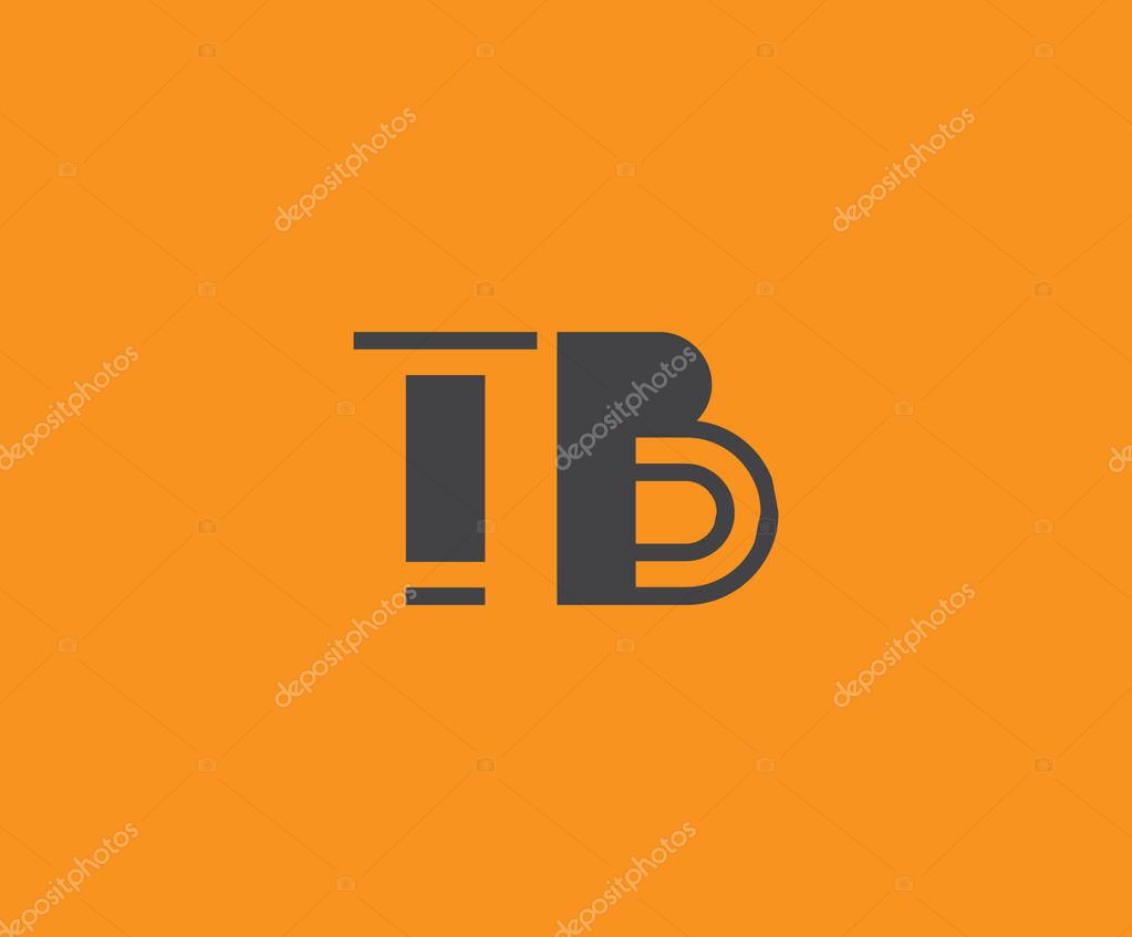Bold black lettering 'TB' with geometric elements on a vivid orange background, ideal for branding, design, or modern creative projects.