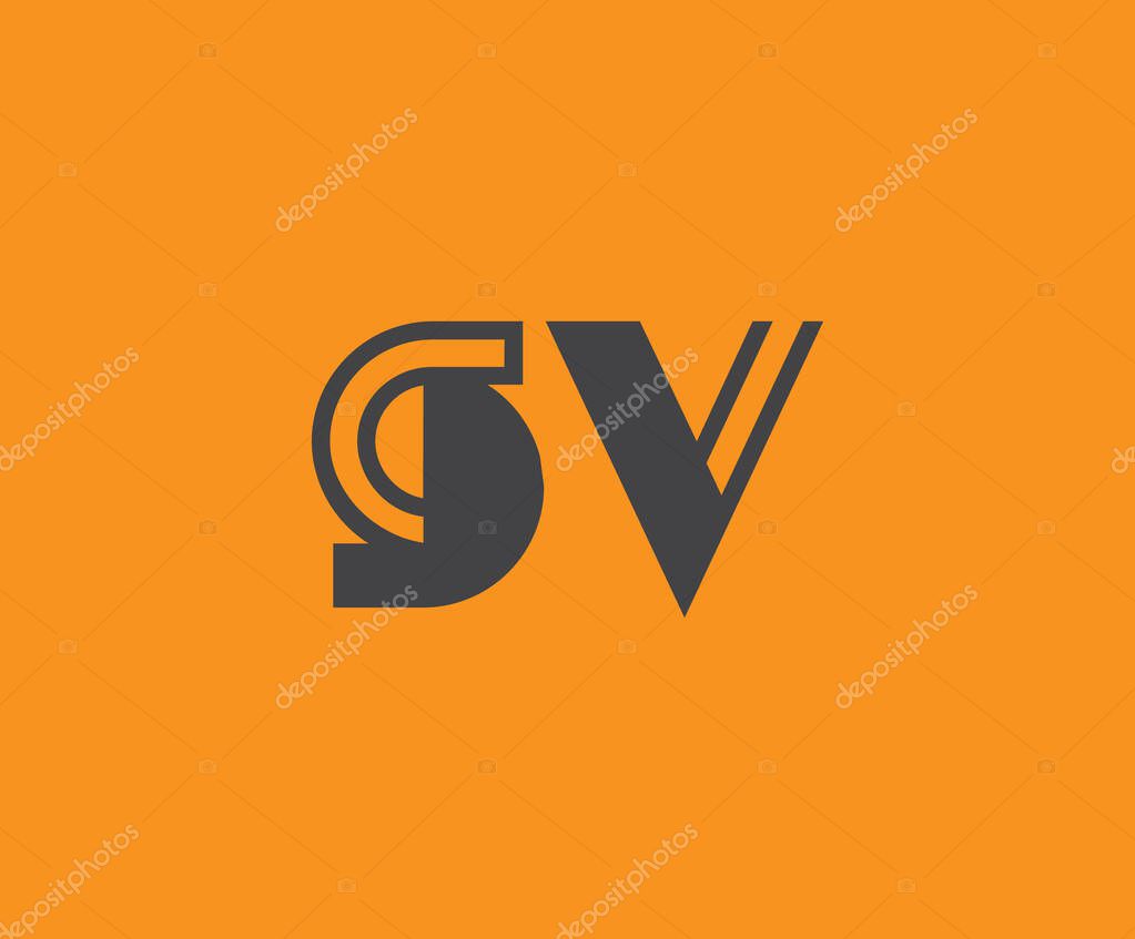 Bold black lettering 'SV' with geometric elements on a vivid orange background, ideal for branding, design, or modern creative projects.