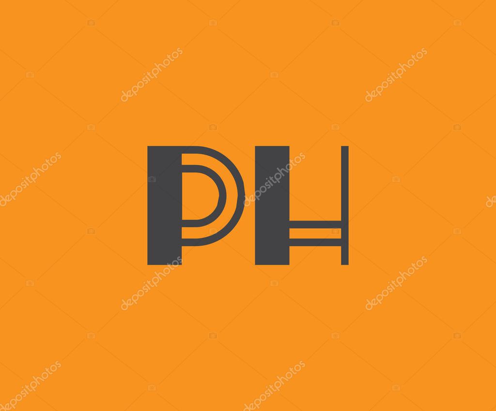 Bold black lettering 'PH' with geometric elements on a vivid orange background, ideal for branding, design, or modern creative projects.