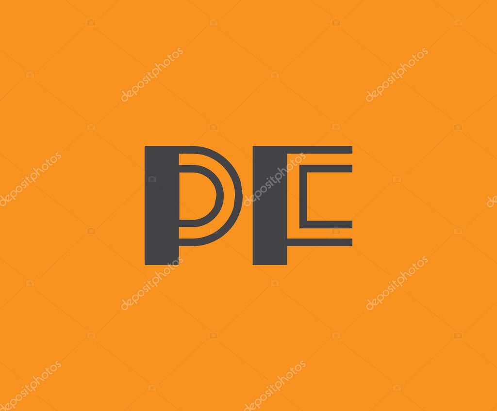 Bold black lettering 'PF' with geometric elements on a vivid orange background, ideal for branding, design, or modern creative projects.
