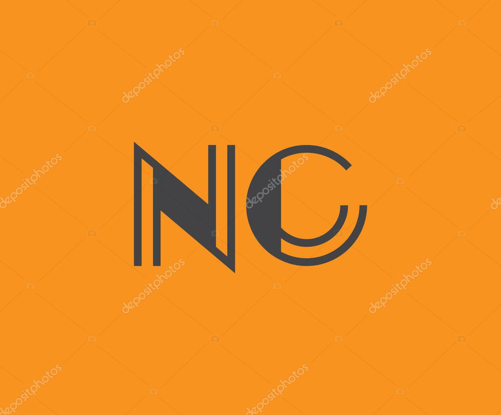Bold black lettering 'NC' with geometric elements on a vivid orange background, ideal for branding, design, or modern creative projects.