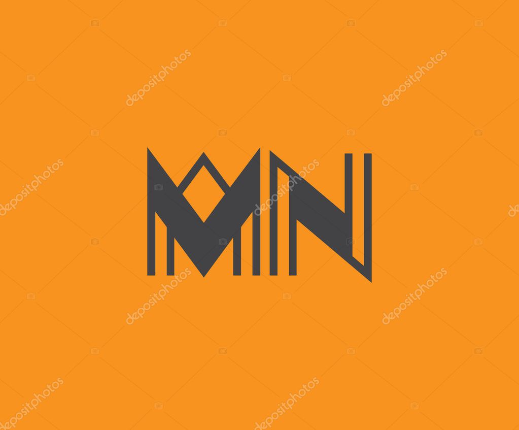 Bold black lettering 'MN' with geometric elements on a vivid orange background, ideal for branding, design, or modern creative projects.