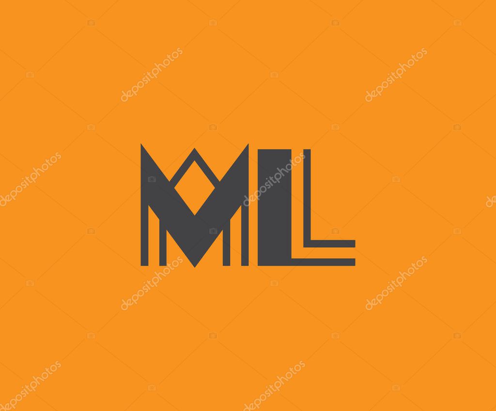 Bold black lettering 'ML' with geometric elements on a vivid orange background, ideal for branding, design, or modern creative projects.