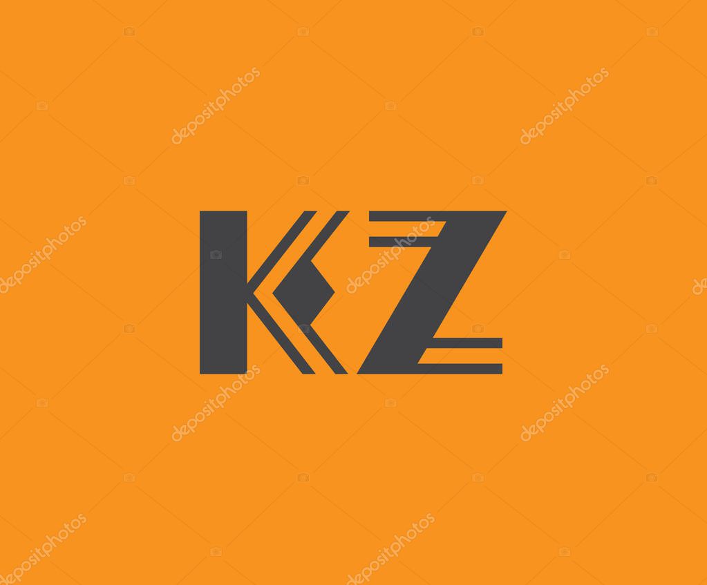 Bold black lettering 'KZ' with geometric elements on a vivid orange background, ideal for branding, design, or modern creative projects.