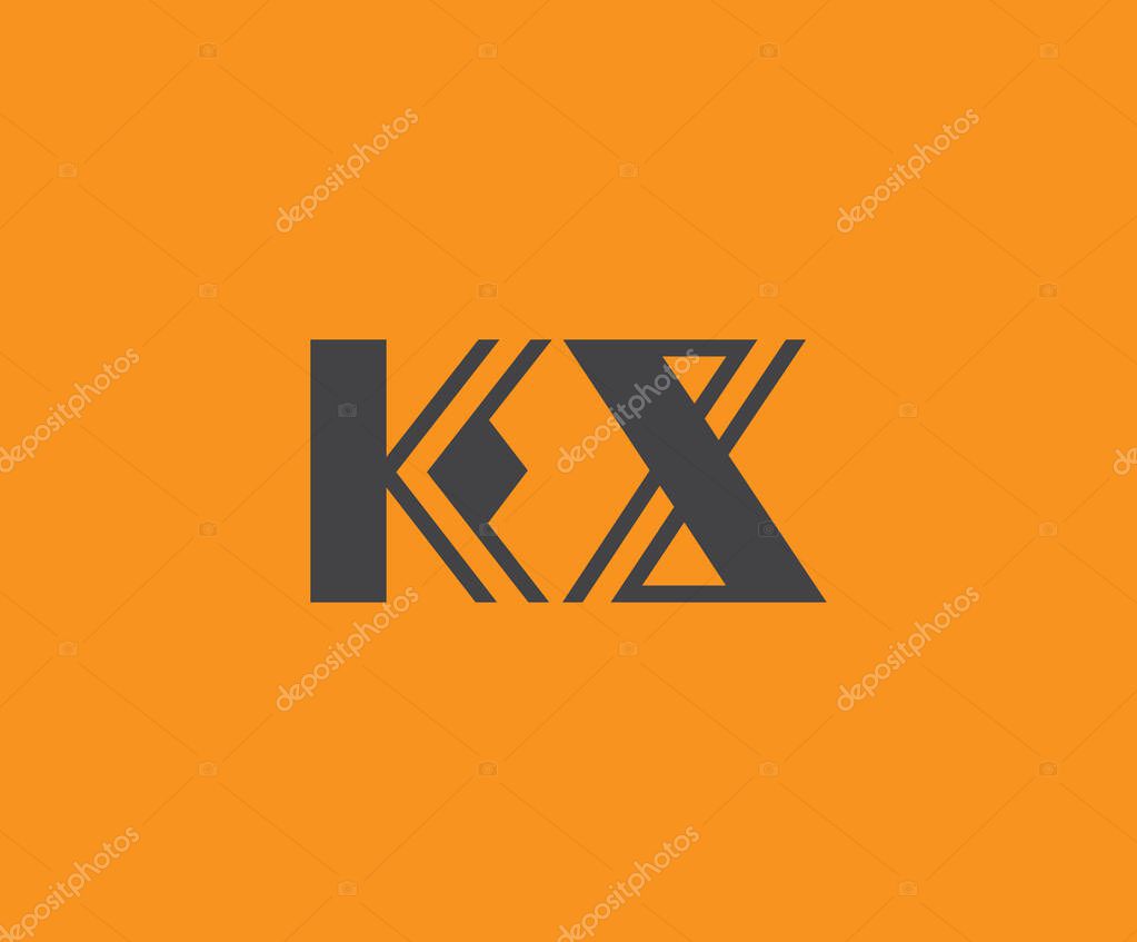 Bold black lettering 'KX' with geometric elements on a vivid orange background, ideal for branding, design, or modern creative projects.