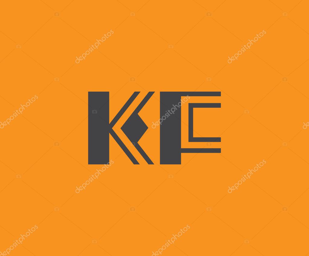 Bold black lettering 'KF' with geometric elements on a vivid orange background, ideal for branding, design, or modern creative projects.