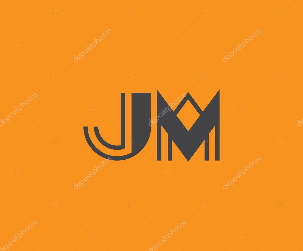 Bold black lettering 'JM' with geometric elements on a vivid orange background, ideal for branding, design, or modern creative projects.