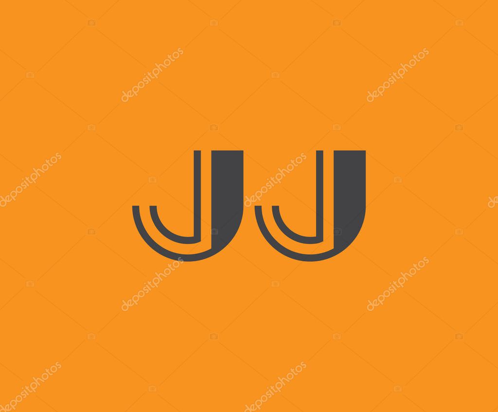 Bold black lettering 'JJ' with geometric elements on a vivid orange background, ideal for branding, design, or modern creative projects.