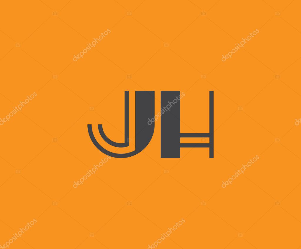 Bold black lettering 'JH' with geometric elements on a vivid orange background, ideal for branding, design, or modern creative projects.