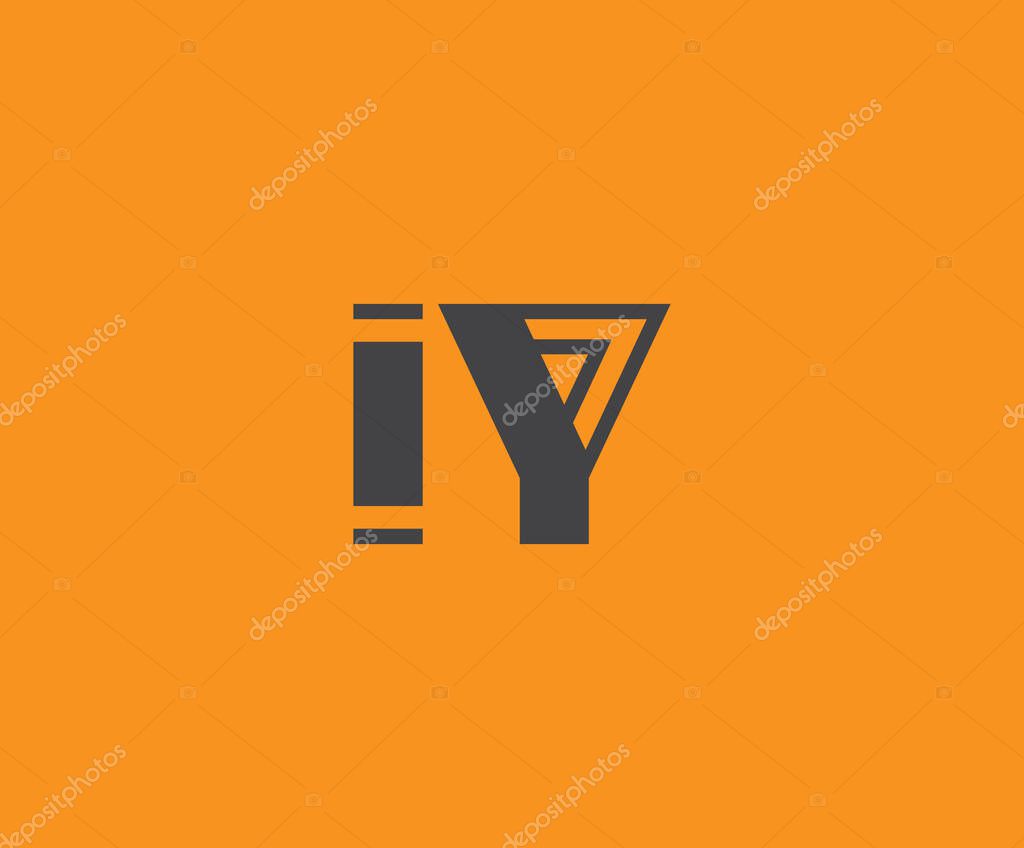 Bold black lettering 'IY' with geometric elements on a vivid orange background, ideal for branding, design, or modern creative projects.