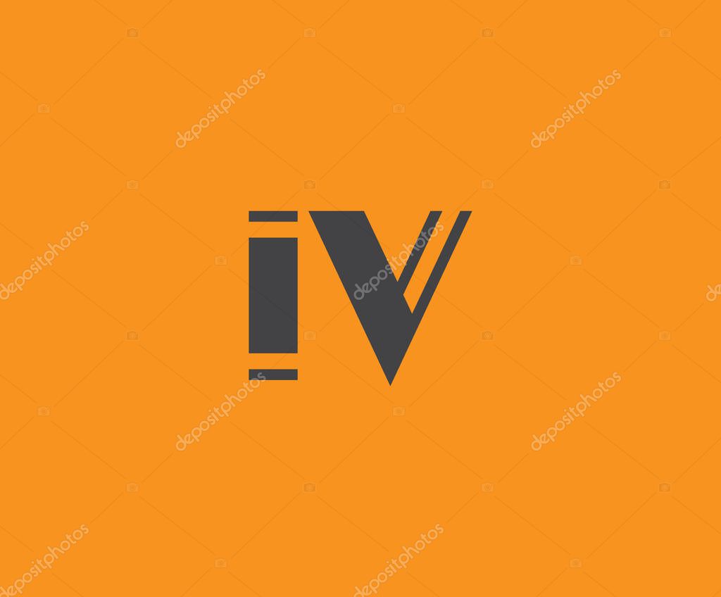 Bold black lettering 'IV' with geometric elements on a vivid orange background, ideal for branding, design, or modern creative projects.