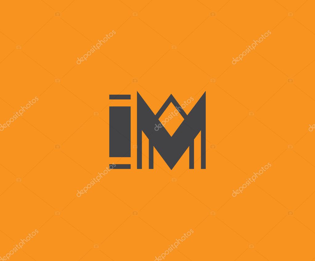 Bold black lettering 'IM' with geometric elements on a vivid orange background, ideal for branding, design, or modern creative projects.