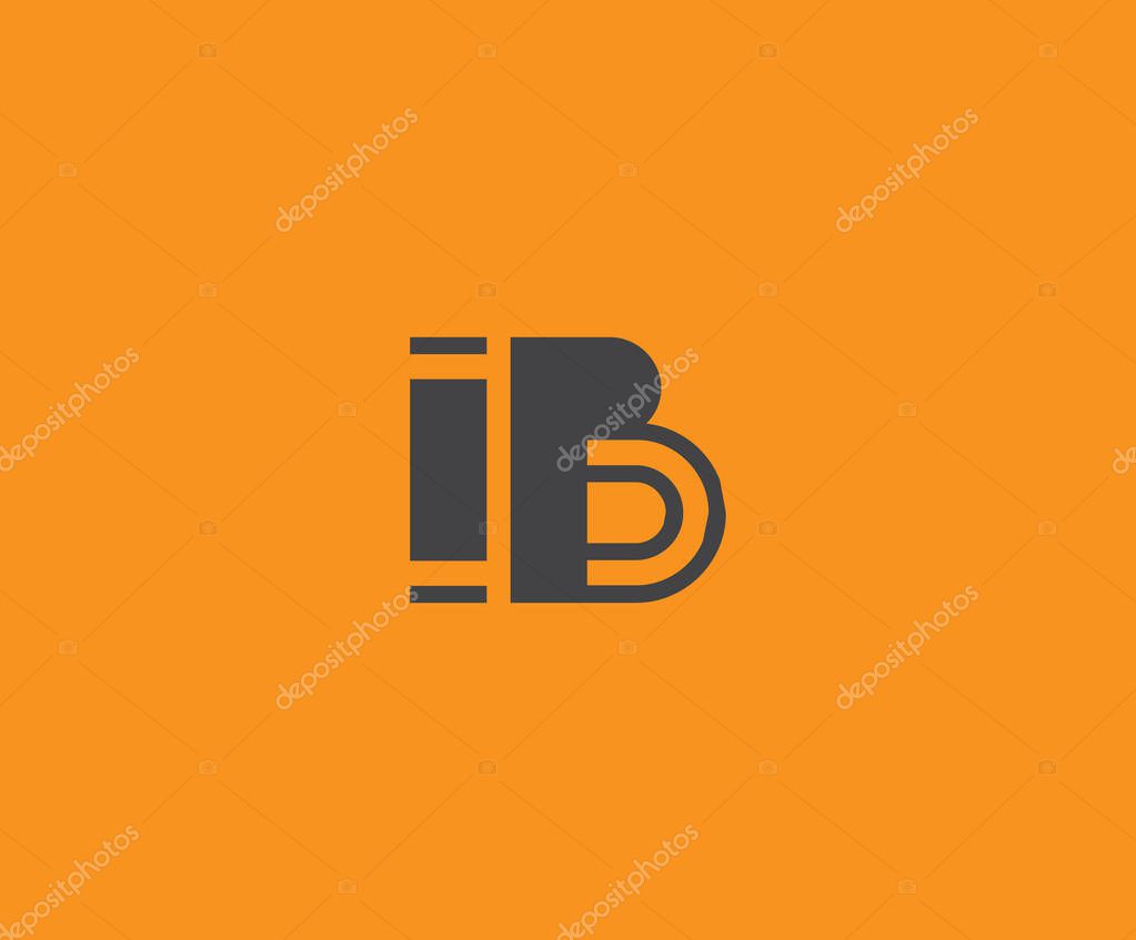 Bold black lettering 'IB' with geometric elements on a vivid orange background, ideal for branding, design, or modern creative projects.