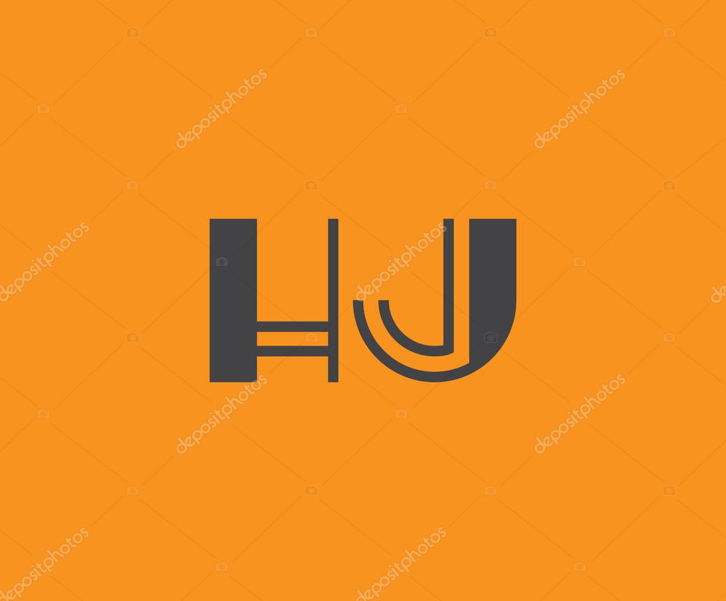 Bold black lettering 'HJ' with geometric elements on a vivid orange background, ideal for branding, design, or modern creative projects.