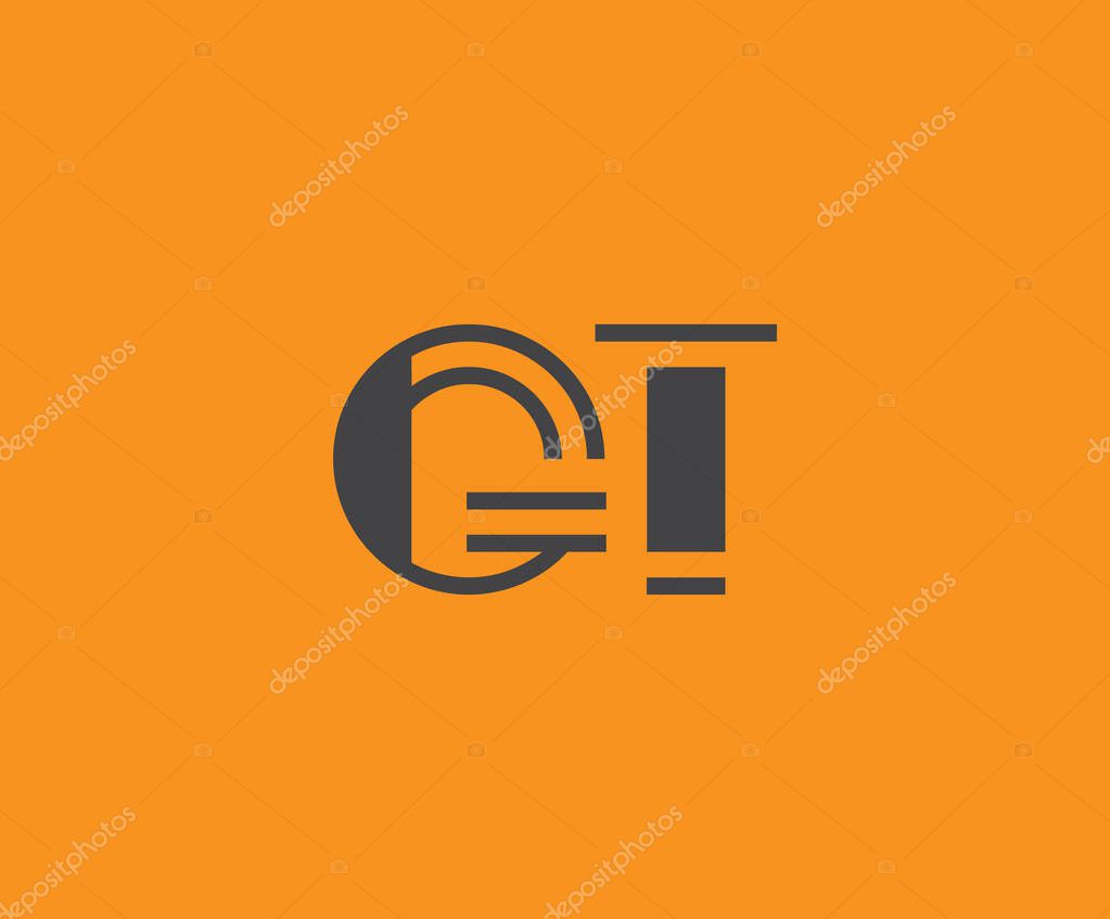 Bold black lettering 'GT' with geometric elements on a vivid orange background, ideal for branding, design, or modern creative projects.
