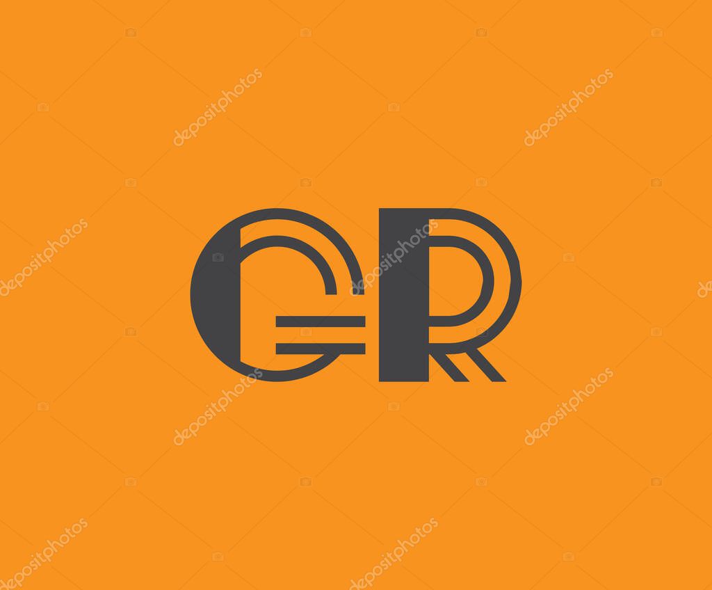 Bold black lettering 'GR' with geometric elements on a vivid orange background, ideal for branding, design, or modern creative projects.
